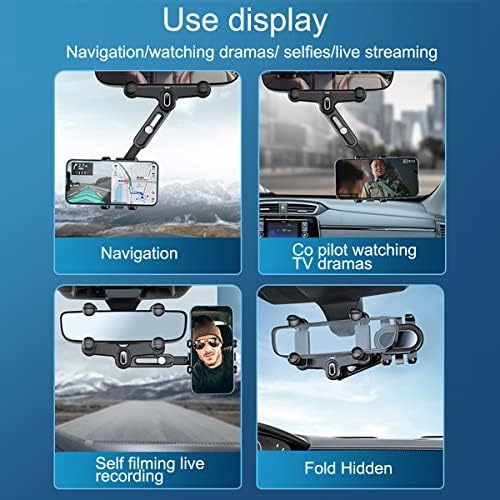 Revolutionary 360° Rotatable & Retractable Car Phone Holder – Adjustable Multifunctional Rearview Mirror Mount for All Mobile Devices with Secure Four-Clamp Design for Enhanced Safety and Convenience