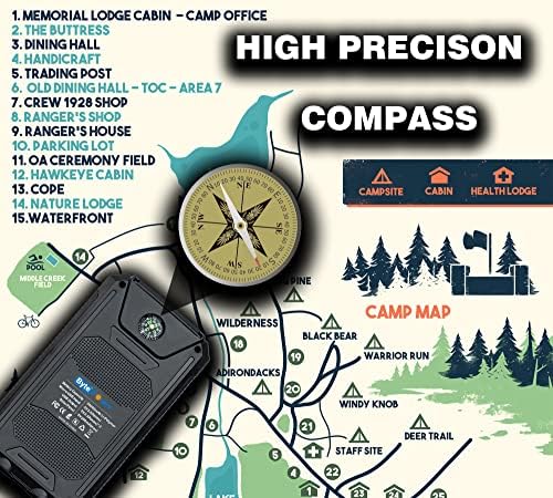 High-Capacity 20000 m Ah Solar Power Bank with Emergency Tools – Waterproof Portable Charger for Camping, Hiking & Outdoor Adventures with Carabiner, Compass, Whistle, and Dual USB Ports for Quick Charging