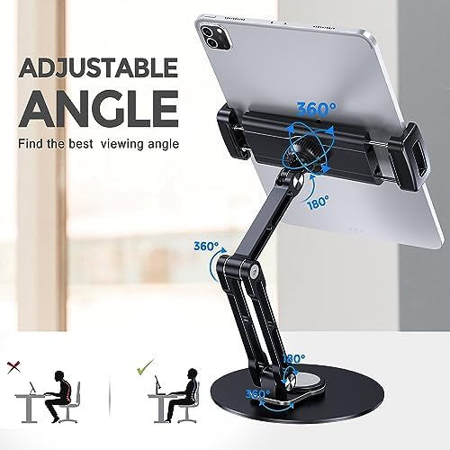 Premium Aluminum 360° Rotating Tablet Stand Holder for i Pad – Adjustable Height & Angle, Secure Non-Slip Base, Perfect for i Pad Air, Mini, Pro 11/13 & More – Ultimate Versatility for Work, Entertainment & Video Calls