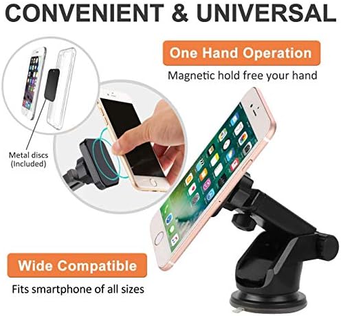 Universal Car Mount Magnetic Mobile Phone Holder for Dashboard & Windshield with 360 Rotating Long Arm & Extra Magnetic Power Designed for India, MagBear Magnetic Car Mount Holder – Enhanced Compatibility and Speed