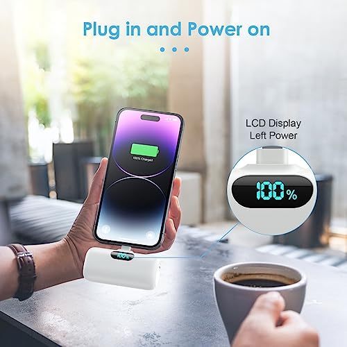 Compact Pink Portable Charger for i Phone – 5000 m Ah PD Fast Charging Power Bank, Lightweight Mini Battery Pack Compatible with i Phone 14/14 Pro Max/13/13 Pro/12 Pro/11/XS/XR/X/8/7/6 – Stylish and Versatile Backup Solution for On-the-Go Power