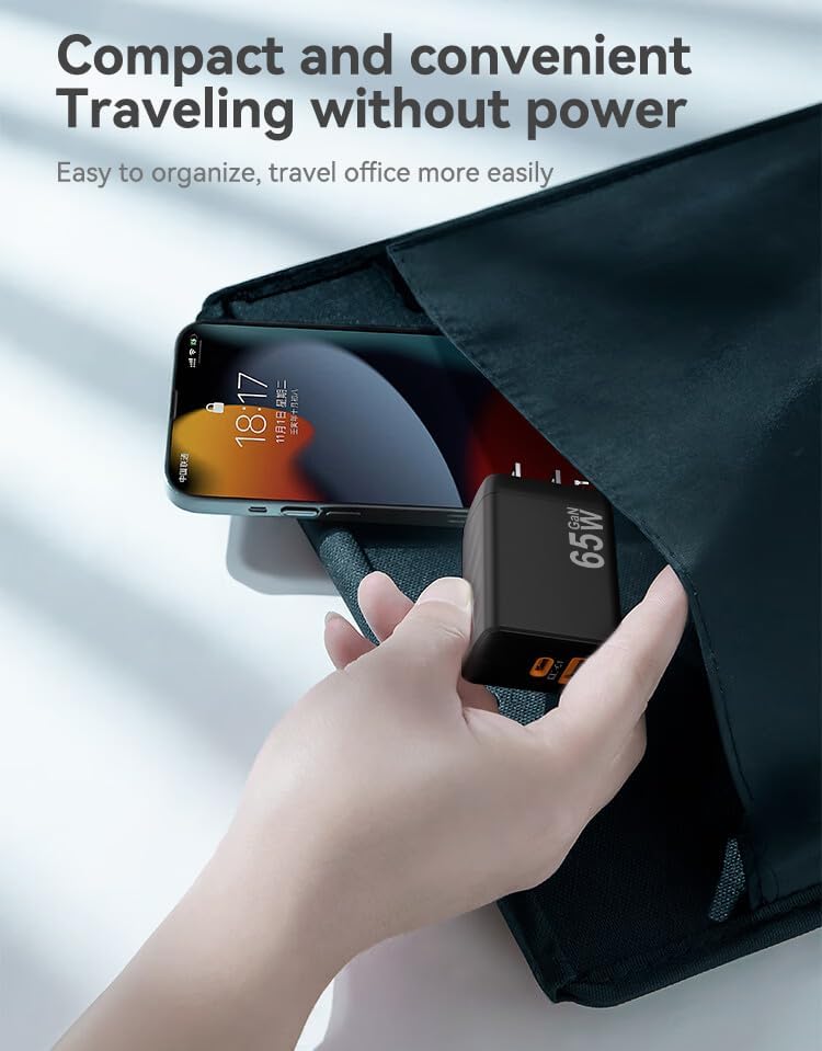 Revolutionize Your Charging Experience with the 65 W Ga N USB C Charger Block – Ultra-Fast Dual-Port Power Adapter for Mac Book Pro/Air, i Phone 16/15/14/Pro, Galaxy S23/S22, and More – Compact, Efficient, and Built for Safety