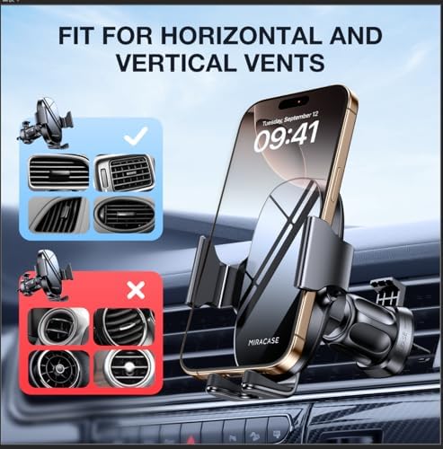 Revolutionize Your Driving Experience with the Miracase 2 nd Generation Universal Phone Holder – 3-in-1 Air Vent Mount for i Phone 16/15/14/13/12/11 and All Smartphones – Enhanced Stability, 360-Degree Rotation, and Hands-Free Convenience for Safer Navigation