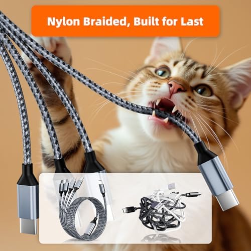 Versatile 4 in 1 USB C Charging Cable – 5 FT Dual Type-C Multi-Device Charger for i Phone 16/15/14/13, Android, i Pad & Mini Fans – 2 Pack Essential Travel Accessory for Fast and Efficient Charging Solutions