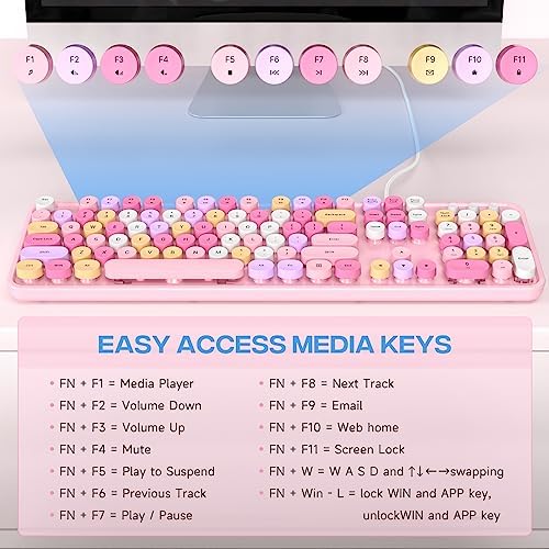 Experience Ultimate Clarity with the Large Print Wired Office Keyboard – 104 Full-Sized Typewriter Keys for Enhanced Visibility, Ergonomic Design, and Instant USB Plug & Play Compatibility for Windows and PCs – Perfect for Home and Office Use