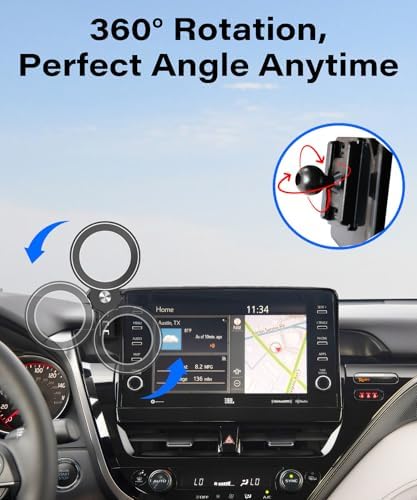 Revolutionize Your Driving with the 2021-2024 Toyota Camry Magnetic Phone Holder – 360° Rotating Car Mount for Hands-Free Navigation & Secure Attachment – Ideal for 7-Inch Touchscreen Integration and Ultimate Safety