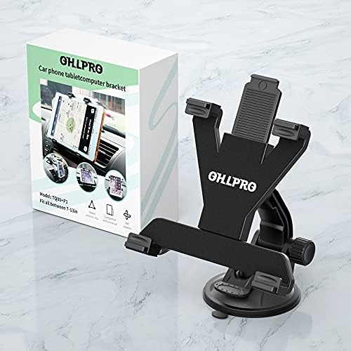 OHLPRO 360° Adjustable Tablet Holder for Car – Versatile Suction Cup Mount for 7″-13″ i Pad and Tablets – Sturdy Arm Clip for Optimal Viewing – Enhanced Compatibility for Windshield & Truck Vent Use – Perfect for Navigation & Entertainment During Road Trips – Durable and Easy to Clean Design