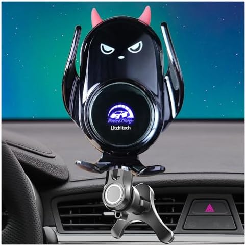 Sleek Red Demon Wireless Car Charger Mount for Women – 15 W Fast Charging Auto Clamping Phone Holder for i Phone & Samsung – Stylish Vehicle Accessory with Effortless Installation & Enhanced Compatibility