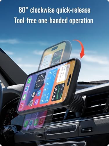 sincetop Car Phone Mount with Instant Quick Release Series Q[Quad] – 360° Adjustable Dashboard Phone Holder, One-Second Detach, Compatible with iPhone/Samsung – Enhanced Compatibility and Speed