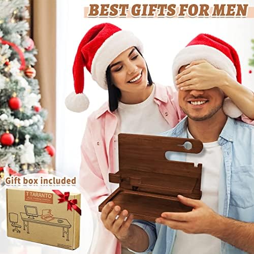 Wood Phone Docking Station – Nightstand Charging Organizer and Cell Phone Stand – Bedside Gift for Men – Enhanced Compatibility and Speed
