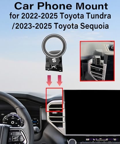 Magnetism 360° Rotating Car Phone Holder for 2022-2025 Toyota Tundra & 2023-2025 Sequoia – Premium Mag Safe-Compatible Smartphone Mount, Effortless Tool-Free Installation, Durable Design for Hands-Free Navigation and Ultimate Driving Safety
