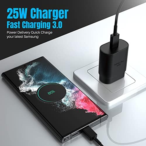 Galaxy S25 S24 25 W PD Super Fast Charging Block – Universal USB C Wall Adapter for Samsung and i Phone – Compact, Efficient, and Safe Power Delivery Charger for On-the-Go Users – Enhanced Compatibility with Galaxy S Series and i Phone 15/16 (Black, 1 Pack)