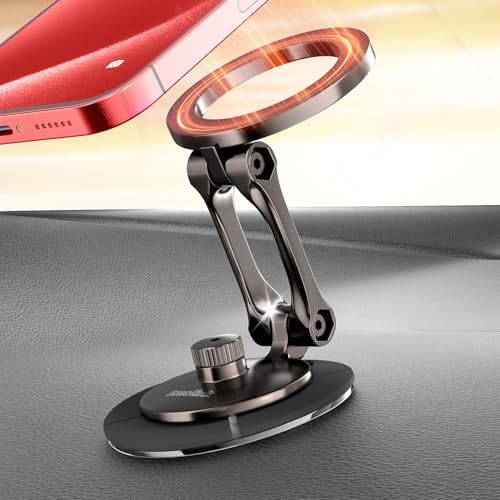 Elevate Your Tesla Experience with the Smolink All-Metal Magnetic Phone Mount – Premium Magnetic Holder for Tesla Model 3, Y, S, X, Compatible with Mag Safe and All Smartphones, Foldable Design for Sleek Aesthetics and Enhanced Durability, Perfect Car Dashboard Accessory for Hands-Free Navigation and Secure Device Attachment, Black Finish for a Refined Look