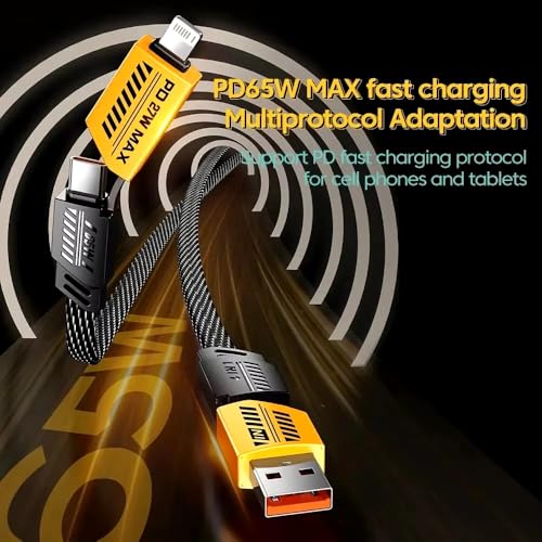 4-in-1 Supercharging Cable for Apple Devices – High-Speed USB-C & Type-C Charging Solution with Durable Spring Wire Design for Mac Book, i Pad, i Phone – Portable Multi-Functional Charging Accessory for Effortless Power Delivery