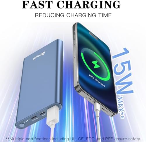 BONAI 12,000 m Ah Portable Power Bank – Ultra-Fast Charging with Dual USB-C Ports for i Phone 15/14/13/12, Galaxy Android, and i Pad – Sleek, Lightweight Design for On-the-Go Convenience and Enhanced Device Compatibility
