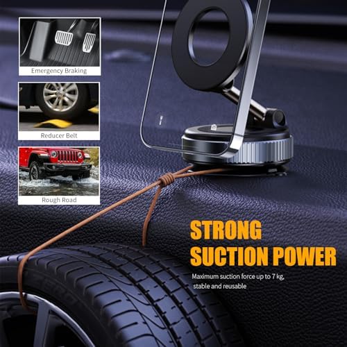 Junfire Car Phone Holder, [Phone Vacuum Mount for Car] Ultra-Stable Suction Cup, 360° Adjustable, Universal Fit for All Phones, Dashboard/Windshield Mount, Rock-Solid Grip for Drivers & Travelers – Enhanced Compatibility and Speed