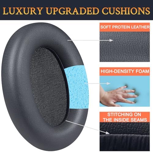 SOULWIT Luxury Replacement Ear Pads for Edifier WH700 NB & WH700 NB Pro – Premium Soft Protein Leather with Advanced Noise Isolation Foam for Ultimate Comfort and Audio Clarity – Effortless Installation and Stylish Black Finish for Enhanced Headphone Experience
