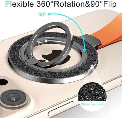 Mag Safe Universal Phone Grip & Kickstand for i Phone 12-16 Pro Max – Versatile Double-Sided Magnetic Holder for Secure Handling & Hands-Free Viewing in Gym, Kitchen & Beyond – Sleek Black Silicone Design for Stylish Convenience and Optimal Performance