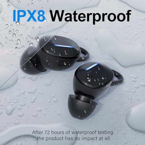 IPX8 Waterproof Wireless Earbuds with Touch Control – Bluetooth 5.3 Headphones for Sports & Workouts, Deep Bass Sound, Ergonomic Fit, and 30-Hour Playtime for Ultimate Audio Enjoyment and Active Lifestyle