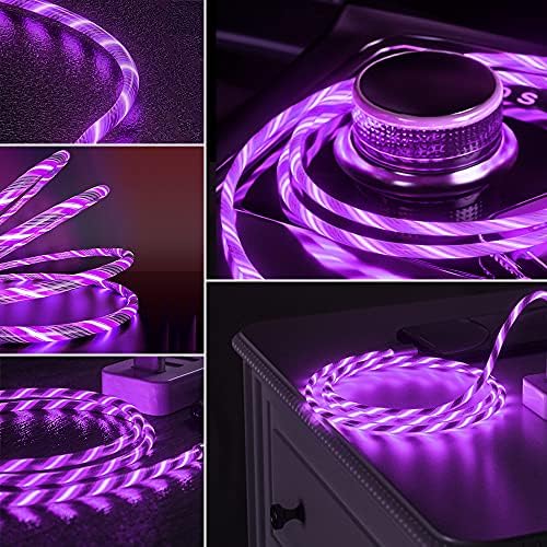 Illuminate Your Charging Experience: MFi Certified 6 ft LED Light Up Lightning Cable for i Phone 14/13/12/11/11 Pro/Max/XS/XR/X/6/7/8 – Fast Charging & High-Speed Data Sync in Vibrant Purple – Optimal Durability & Enhanced Compatibility for Effortless Connectivity