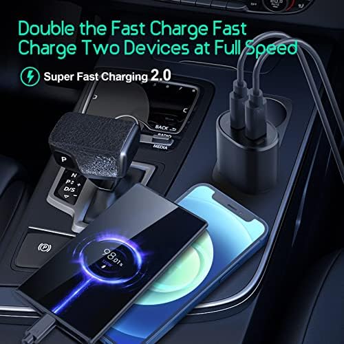 Samsung Super Fast Dual Port Car Charger with 45 W & 15 W Outputs – Includes Premium Fast Charging Cable for Galaxy S25, S24, S22, S21, S20 Ultra Plus, Note 10+, Pixel & Note 20 – PPS Technology for Maximum Charging Efficiency on the Go