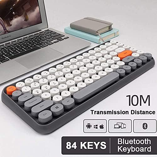 FELICON Retro Mini Wireless Bluetooth Keyboard – Portable 84-Key Typewriter Design for Android, i Pad, Windows & PC – Perfect Companion for Home & Office with Enhanced Compatibility and Rechargeable Battery
