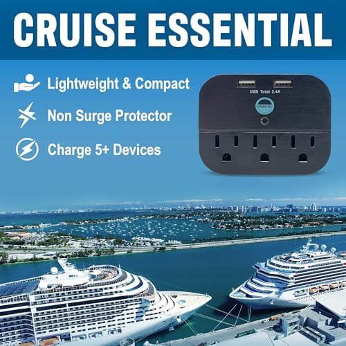 Ultimate Cruise Power Strip with 3.3 ft Extension Cord & Fast Charging USB Ports – Non-Surge Design for Seamless Connectivity on Carnival, Princess & Major Cruise Lines (2025/2026) – Essential Travel Accessory for All Devices