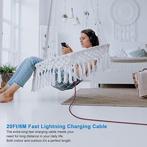 Extra Long 20 Ft USB C to Lightning Charger Cable – MFi Certified Fast Charging Cord for i Phone 13/12/11/XS/X/8 – High-Speed Power Delivery Up to 3 A for Ultimate Convenience and Performance