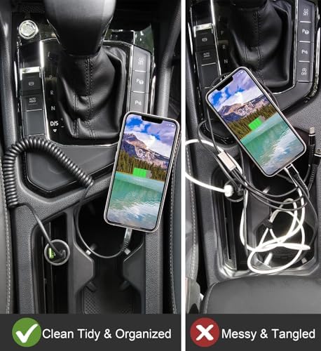 Coiled USB C to USB C Charger Cable Set – Fast Charging Solutions for i Phone 15 Series & Samsung Galaxy S23 – Innovative Retractable Design for Tangle-Free Convenience and Enhanced Durability – Ideal for On-the-Go Power Delivery