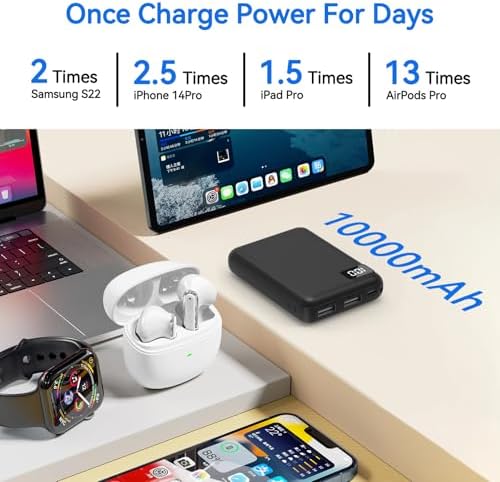 Compact 10000 m Ah Fast Charging Power Bank for Heated Vests and Jackets – Quick Charge USB C Portable Charger for i Phone 16, 15, 14, Android, Tablets & Nintendo Switch – Reliable Battery Pack for Outdoor Adventures and Daily Use