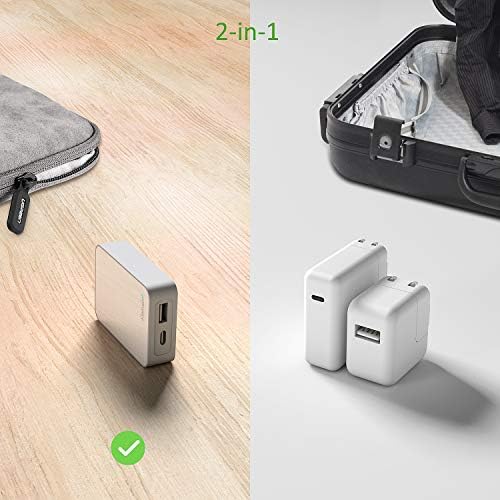 Nekmit 60 W USB C Fast Wall Charger – Ultra-Slim Dual Port Adapter with Ga N Technology for Rapid Charging of Laptops, Mac Book, i Pad Pro, i Phone 14, Pixel, Galaxy – Travel-Friendly Foldable Design for Maximum Portability and Compatibility