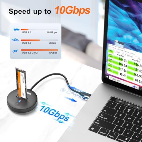 MAIWO High-Speed M.2 NVMe SSD Docking Station – USB-C Adapter for 4 TB PCIe SSDs, 10 Gbps Data Transfer with UASP Trim, Tool-Free Design for Easy Access, Compact Plug and Play Enclosure for Seamless Storage Solutions