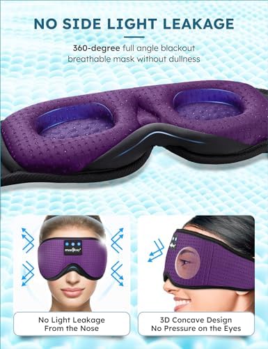 Ultimate Bluetooth Sleep Mask with High-Definition Sound: Perfect for Side Sleepers Seeking Unmatched Comfort and Entertainment – Experience Enhanced Connectivity, Crisp Audio, and Stylish Relaxation for Restful Nights and Mindful Moments – Ideal Gift for Music Lovers and Meditative Souls