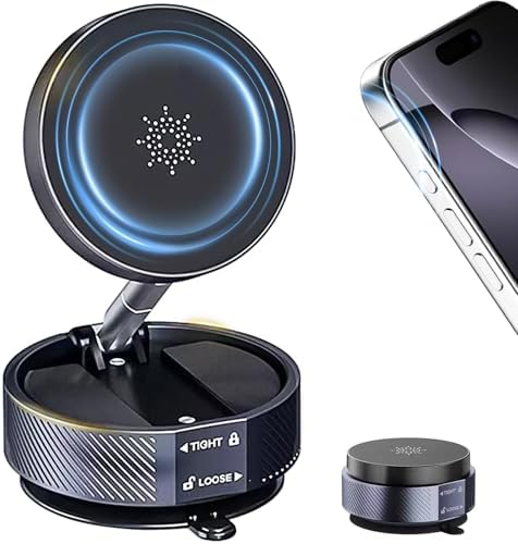 Magnetic Car Phone Holder for MagSafe,89+ LBS Vacuum Suction Phone Mount,360° Adjustable Car Phone Mount,Cell Phone Holders for Your Car for All Smartphones & All Car Models – Enhanced Compatibility and Speed