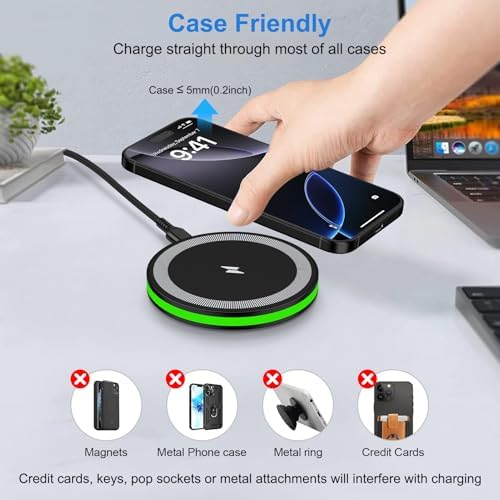Samsung Galaxy S25 Ultra Fast Wireless Charging Pad – 15 W Qi Charger with QC3.0 Adapter for Galaxy S Series, Google Pixel & More – Slim, Anti-Slip Design for Home or Travel – Safe, Sleep-Friendly Charging with LED Indicator – High-Speed Power for All Qi-Compatible Devices