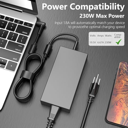 230 W High-Efficiency Power Adapter for Gigabyte Aero & AORUS Laptops – Ultra-Fast Charging, Comprehensive Safety Features, and Broad Compatibility with MSI Gaming Series – Robust Construction with UL & FCC Certification for Dependable Power Delivery