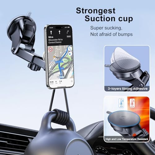 Pop Socket-Compatible Car Phone Mount – Advanced Dashboard & Windshield Holder with Robust Suction Technology for All Smartphones – 360-Degree Rotation for Optimal Hands-Free Navigation & Enhanced Driving Safety – Sleek, Modern Aesthetic for Today’s Vehicles – Effortless One-Handed Adjustments