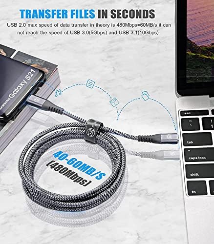 sweguard 3.1 A Fast Charging USB Type C Cable – 2 Pack 6.6 ft Nylon Braided Charger for Samsung Galaxy, LG, Moto, PS5 – Durable, Tangle-Free, High-Speed Data Sync – Ultimate Compatibility and Convenience in Pink