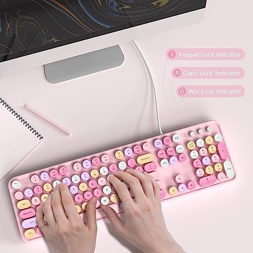 Experience Ultimate Clarity with the Large Print Wired Office Keyboard – 104 Full-Sized Typewriter Keys for Enhanced Visibility, Ergonomic Design, and Instant USB Plug & Play Compatibility for Windows and PCs – Perfect for Home and Office Use
