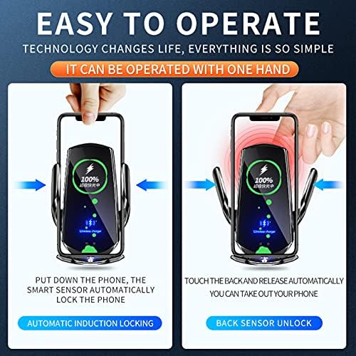 Discover Effortless Charging On The Go with Our 15 W Wireless Car Charger – Auto-Clamping Vent Mount for Secure Smartphone Holder – Fast Charging Solutions for All Vehicle Interiors (Blue) – Enhanced Compatibility with Leading Brands and Safe Usage Features