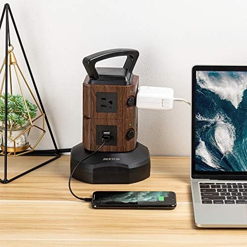JACKYLED Power Strip Tower Surge Protector with 12 Outlets and 6 USB Ports (2 USB-C) – High-Speed Charging Station with 1050 Joules Protection, 1625 Watts, 6.5 ft Extension Cord for Enhanced Home Office Efficiency and Device Safety