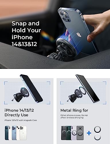LISEN Mag Safe Car Phone Holder for i Phone 16-12 Pro Max – Strong Magnetic Dashboard & Vent Mount – Stylish Purple Design – Effortless Installation & Wireless Charging Support for Ultimate Driving Safety