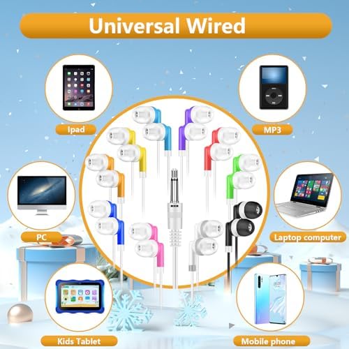 Transform Your Classroom Audio with 50 Pack Kids Earbuds – Vibrant Wired Headphones in 10 Colors for Enhanced Learning on Chromebooks, Laptops & PCs – Durable, Comfortable In-Ear Design Perfect for Group Activities, Audiobooks & Student Engagement