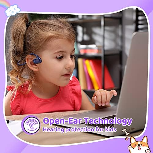 Golvery Kids Open Ear Bluetooth 5.3 Headphones – Ultra-Lightweight Wireless Earbuds with Built-in Microphone – 10-Hour Playtime for Safe Listening – Perfect for Learning, Play, and Enhanced Awareness – Ideal for Tablets, Phones, and Kindles