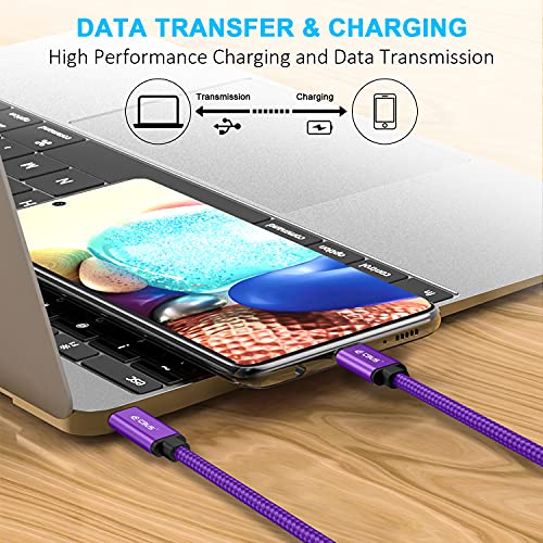 CBUS 10 ft USB-C to C Fast Charging Cable – Heavy-Duty Braided Cord for i Phone 16/15/Pro/Max/Plus & Android Devices – Superior Durability & Super Speed USB-C Charger in Stylish Purple – Unmatched Flexibility for Home & Travel Use