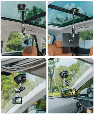 PULUZ 360° Adjustable Magnetic Suction Cup Mount for Smartphones & Action Cameras – Ultimate Dual Ball Head Holder for Secure Windshield & Dashboard Use – Effortless Installation & Enhanced Stability for Safe Navigation & Adventure Filming