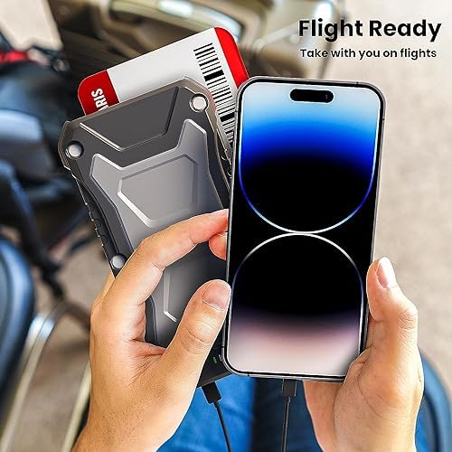 Ultimate 10000 m Ah Rugged & Waterproof Wireless Power Bank – Fast Charging Outdoor Charger for i Phone 16, 15, 14, 13, 12, 11 & Samsung Galaxy S25, S24, S23, S22, S21 – Heavy-Duty Portable Battery for Camping and Extreme Adventures, Reliable Charging On-the-Go