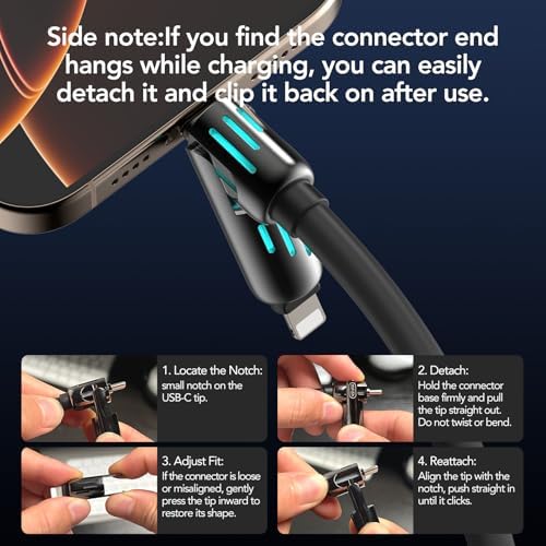4-in-1 Universal Multi USB Charging Cable – 240W Max Fast Charger Cord with Multiple Connectors for iPhone 16/15/14/13, iPad, Samsung, MacBook, Tablets & More (Black, 6.6Ft) – Enhanced Compatibility and Speed