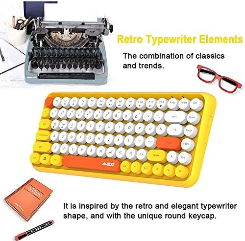 FELICON Retro Mini Wireless Bluetooth Keyboard – Portable 84-Key Typewriter Design for Android, i Pad, Windows & PC – Perfect Companion for Home & Office with Enhanced Compatibility and Rechargeable Battery