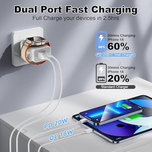 20 W Apple Watch Fast Charger – 3-in-1 Portable PD Charger with Magnetic Wireless Technology, Dual USB-C Ports for i Phone & Tablet, Sleek Black Design for Effortless Charging Anywhere